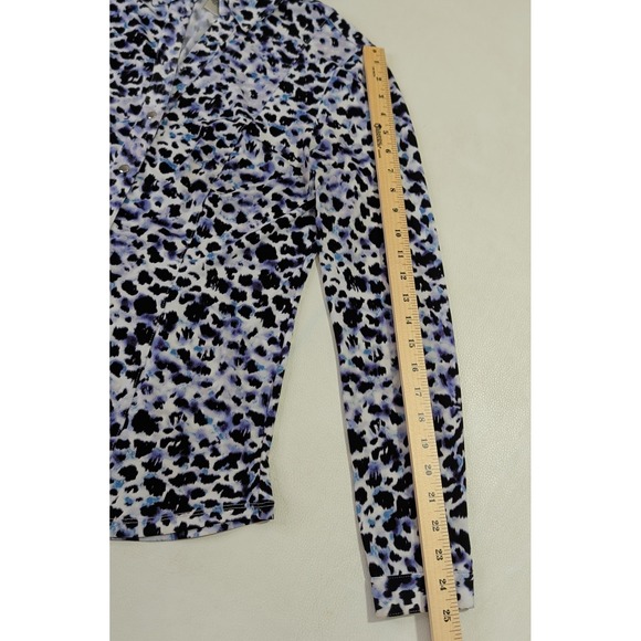 Cache Button Front Blouse Womens M Leopard Print Stretch Y2K Indie Office Casual - Picture 9 of 14